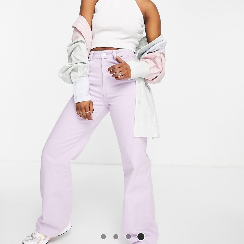 Stradivarius Purple Wide Leg Jeans